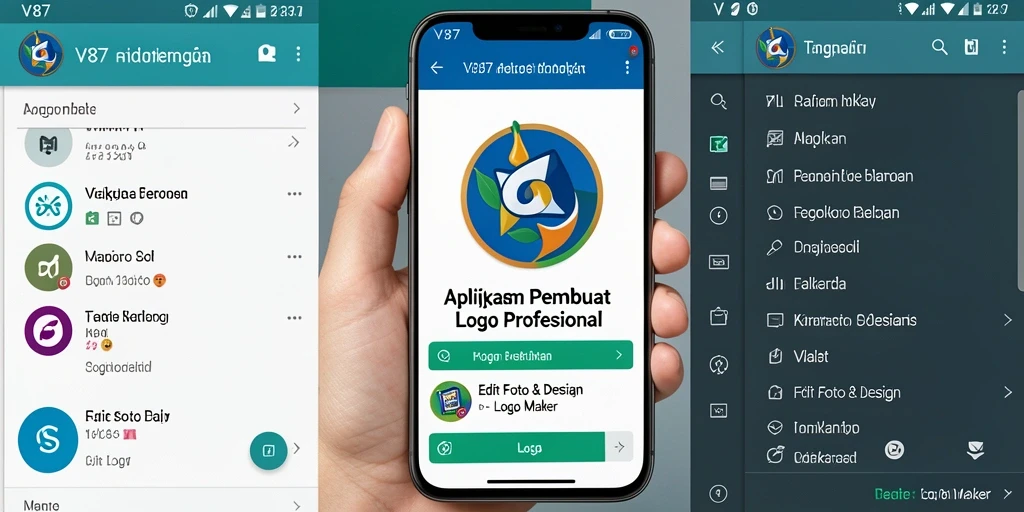 Screenshot antarmuka V87 menunjukkan kemudahan menggunakan Logo Maker.
